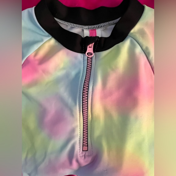 Betsey Johnson Girl's S 7/8 Long Sleeve Rash Guard Tankini Swimsuit top only - Picture 7 of 7